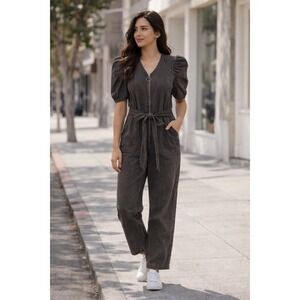 La Vie Rebecca Taylor Jumpsuit Women's Medium Long Sleeve Drapey Denim Jumpsuit